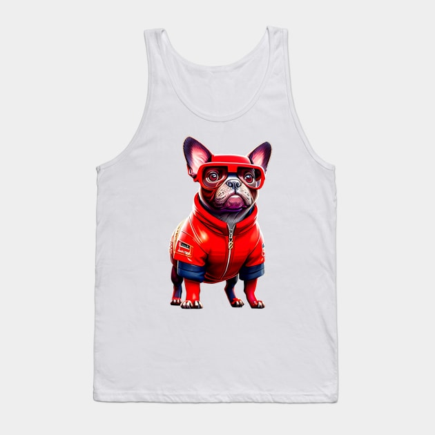 The Charismatic Frenchie: Racing in Red F1 Suit Tank Top by fur-niche